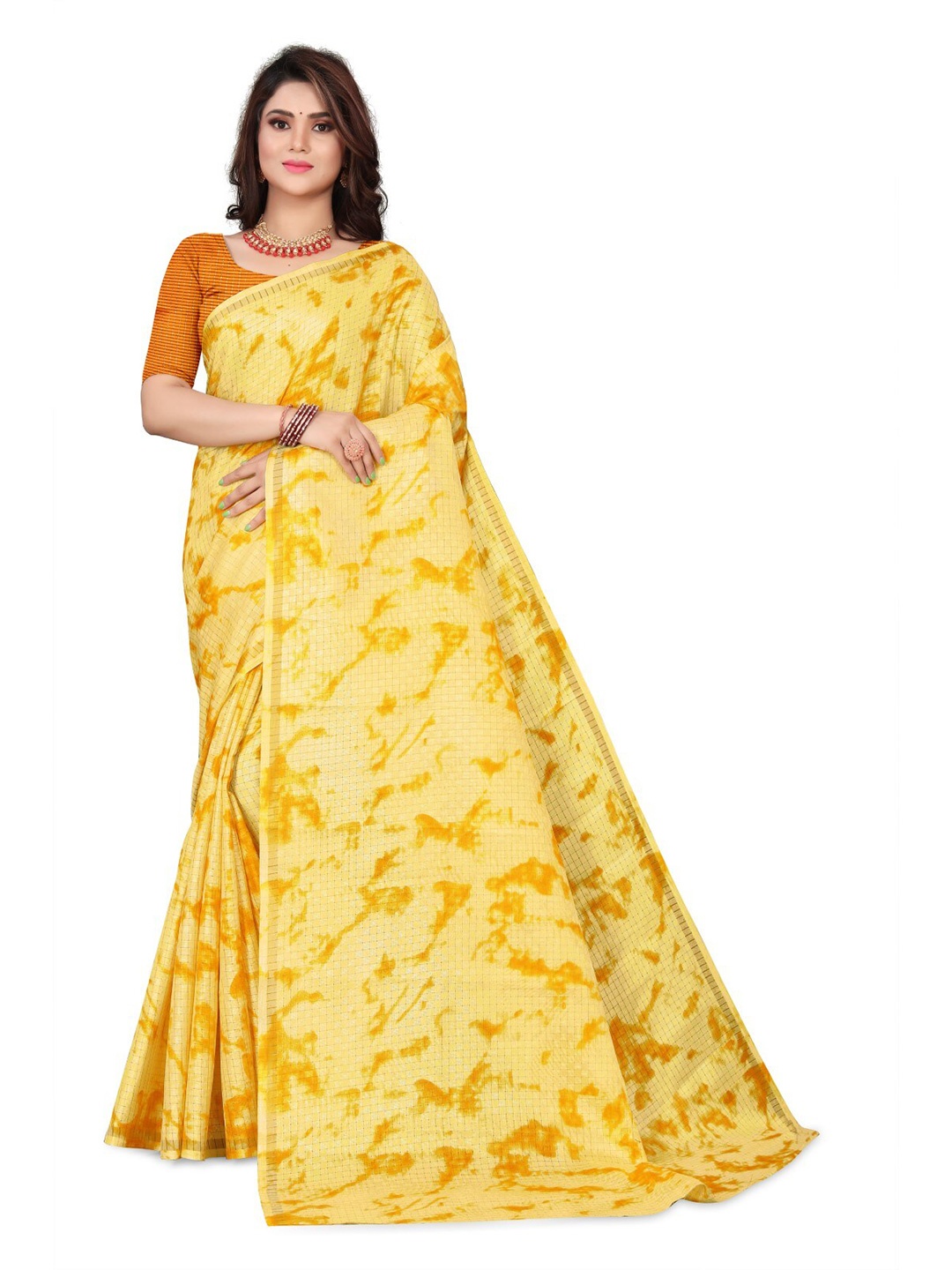 

ZEEPKART Tie and Dye Saree, Yellow