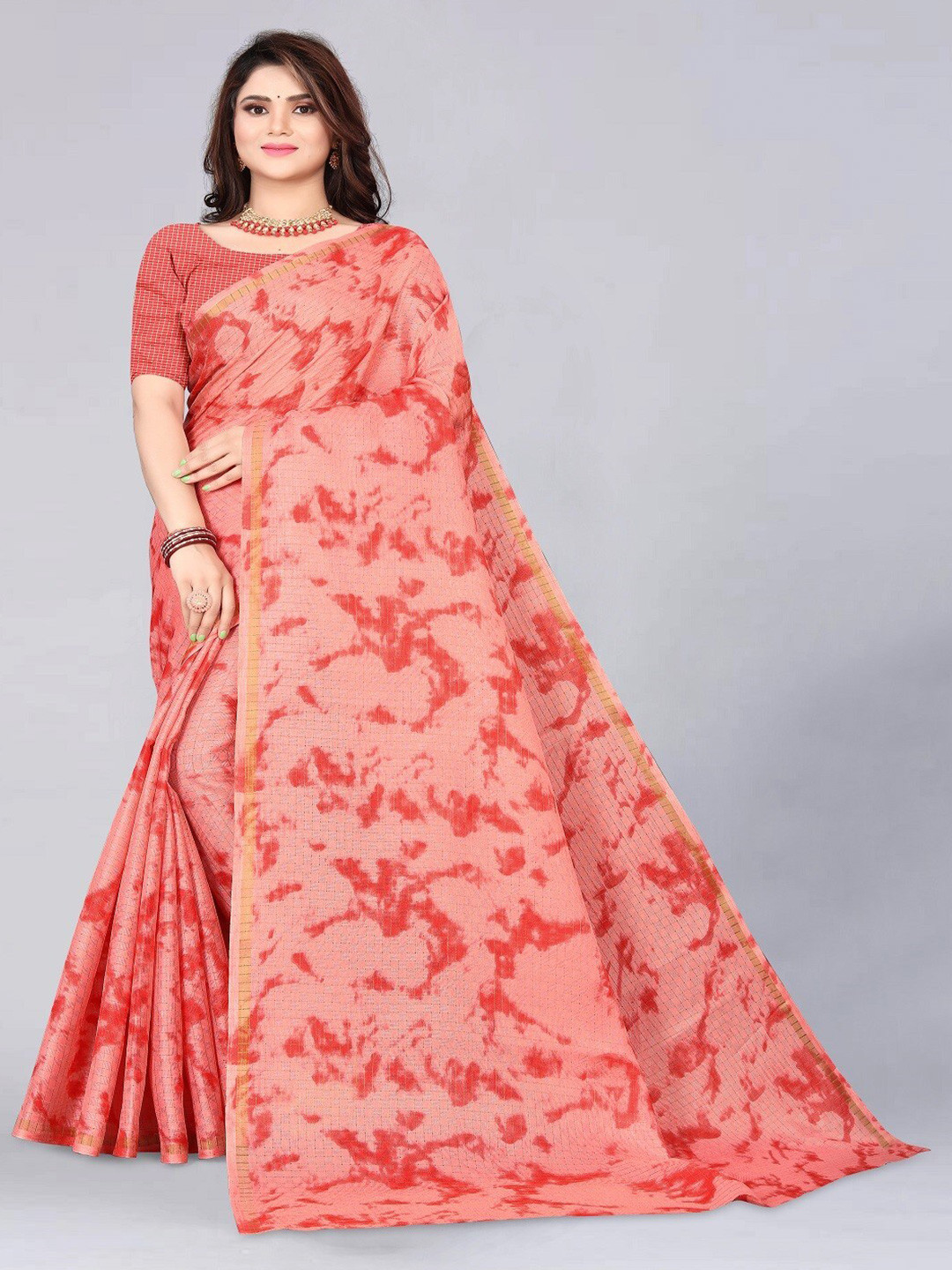 

ZEEPKART Tie & Dye Saree, Red