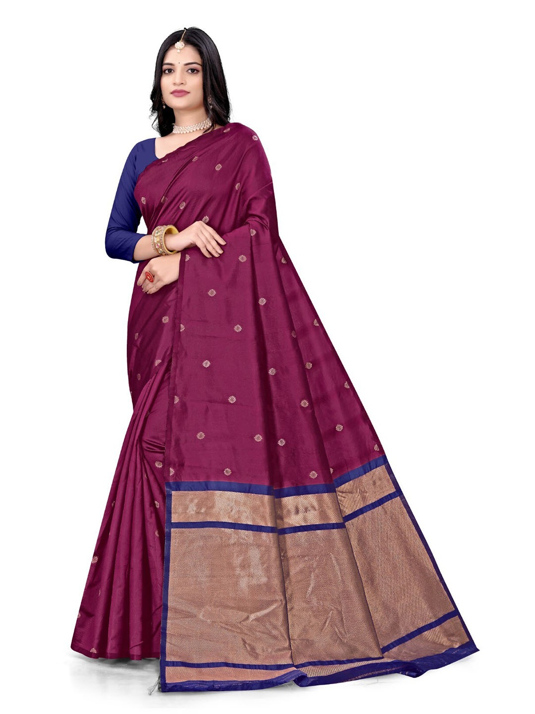 

ZEEPKART Ethnic Motifs Woven Design Zari Kanjeevaram Saree, Maroon