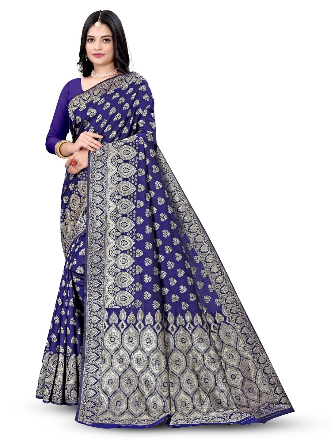 

ZEEPKART Ethnic Woven Design Saree, Blue