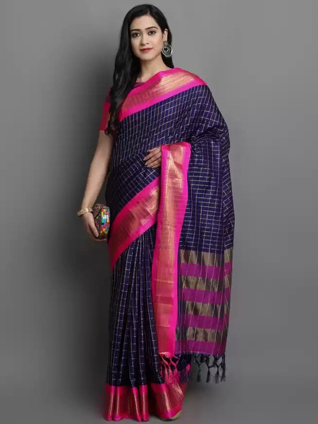 

ZEEPKART Woven Design Saree, Blue