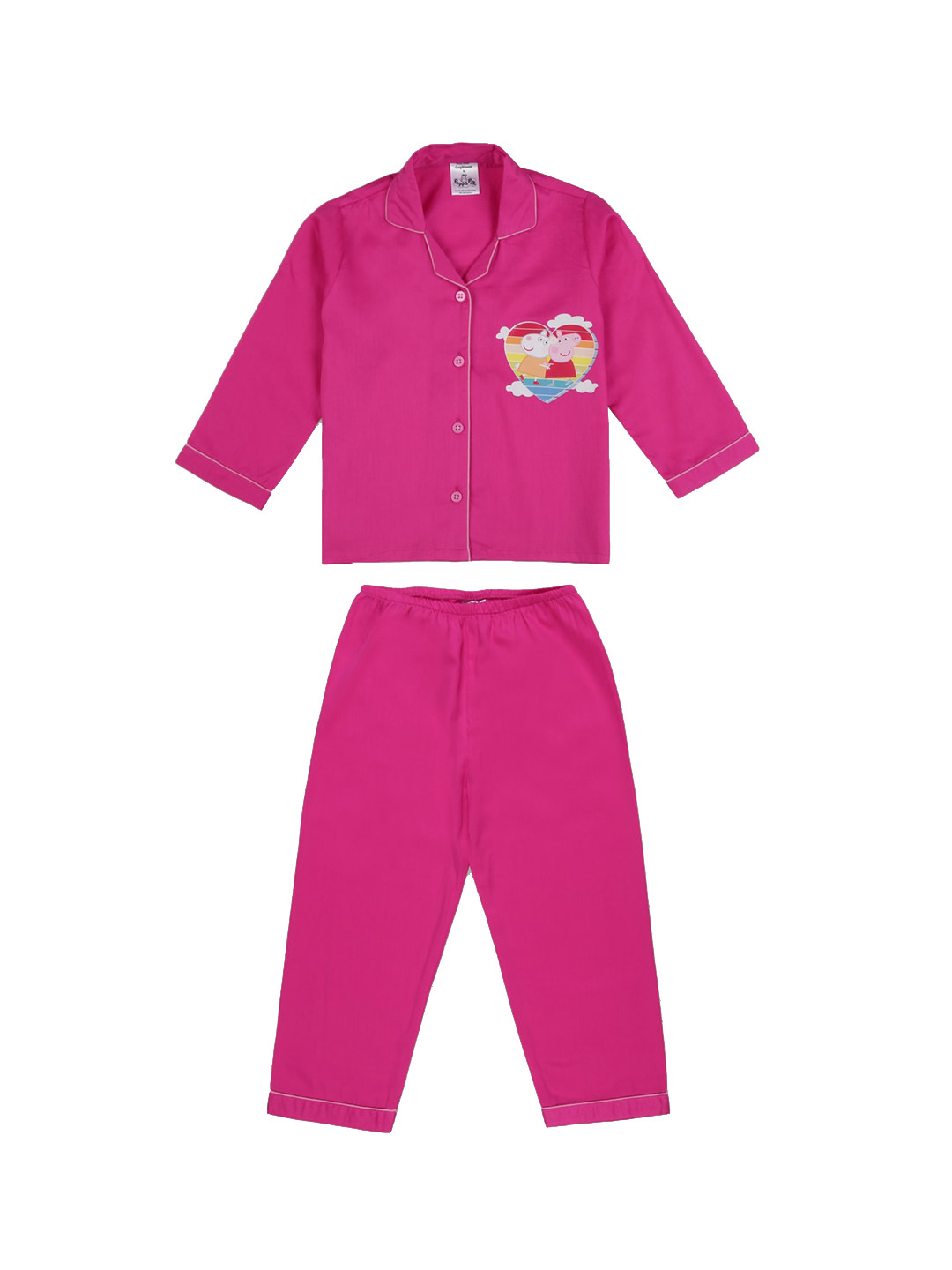 

shopbloom Kids Graphic Printed Pure Cotton Night suit, Pink