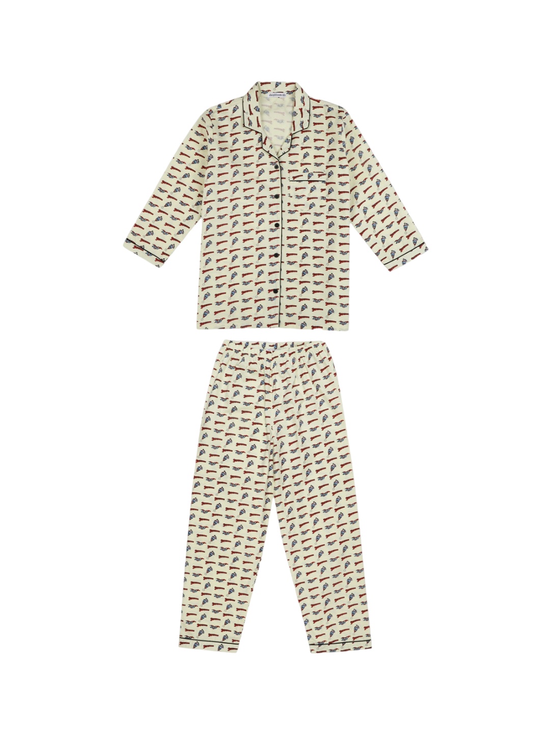 

shopbloom Kids Conversational Printed Pure Cotton Night Suit, Yellow