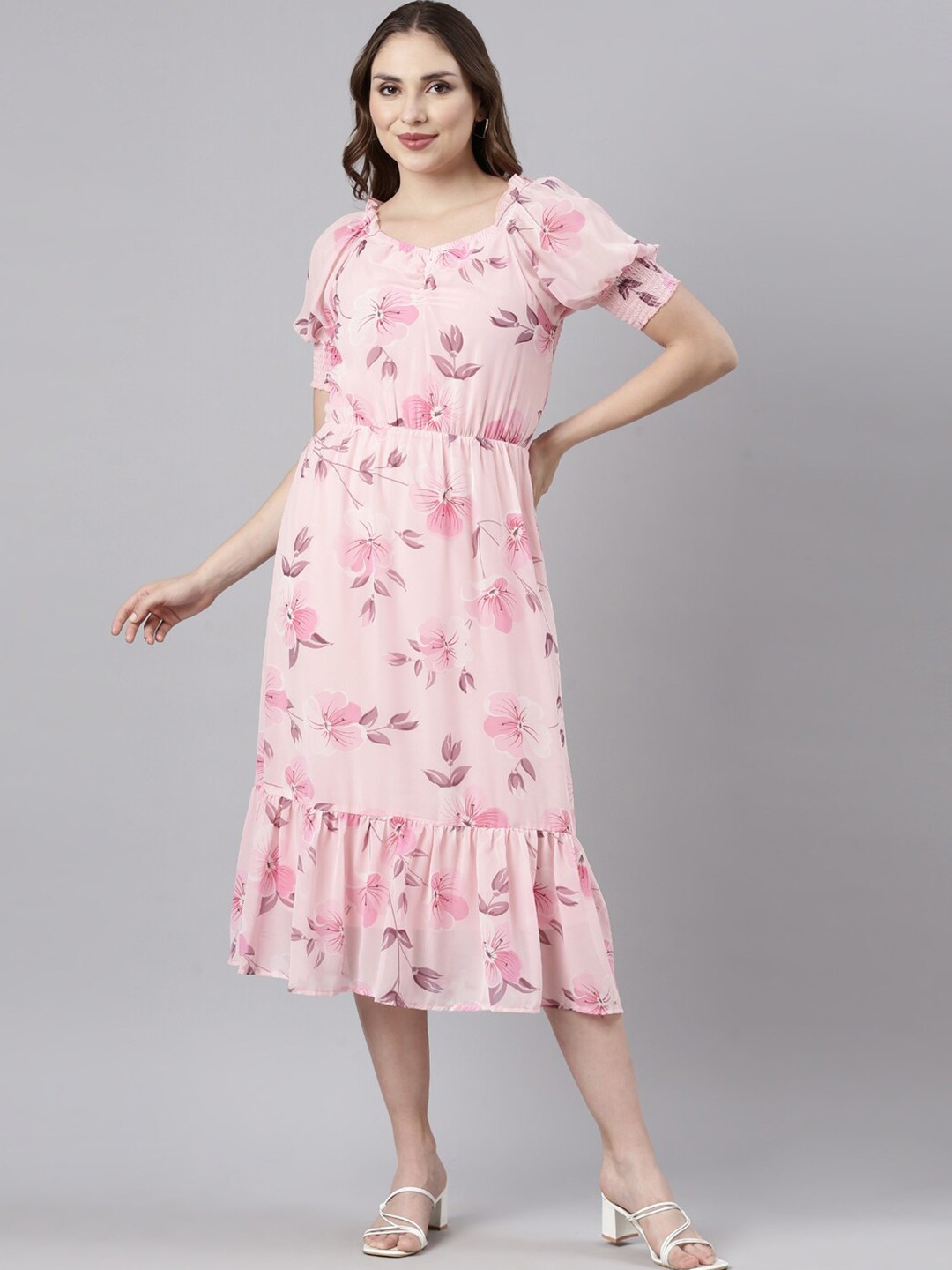 

TWIN BIRDS Women Smocked Dress, Peach