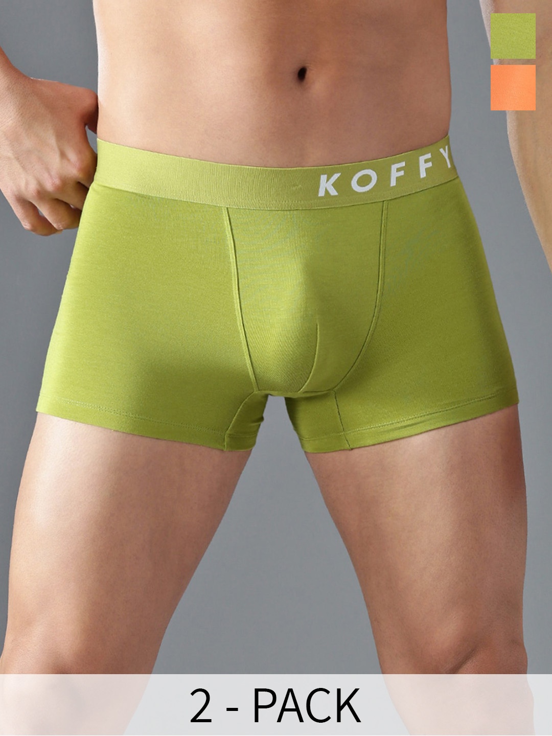 

KOFFY Pack Of 2 Form-Soft Micro Modal Trunks, Green