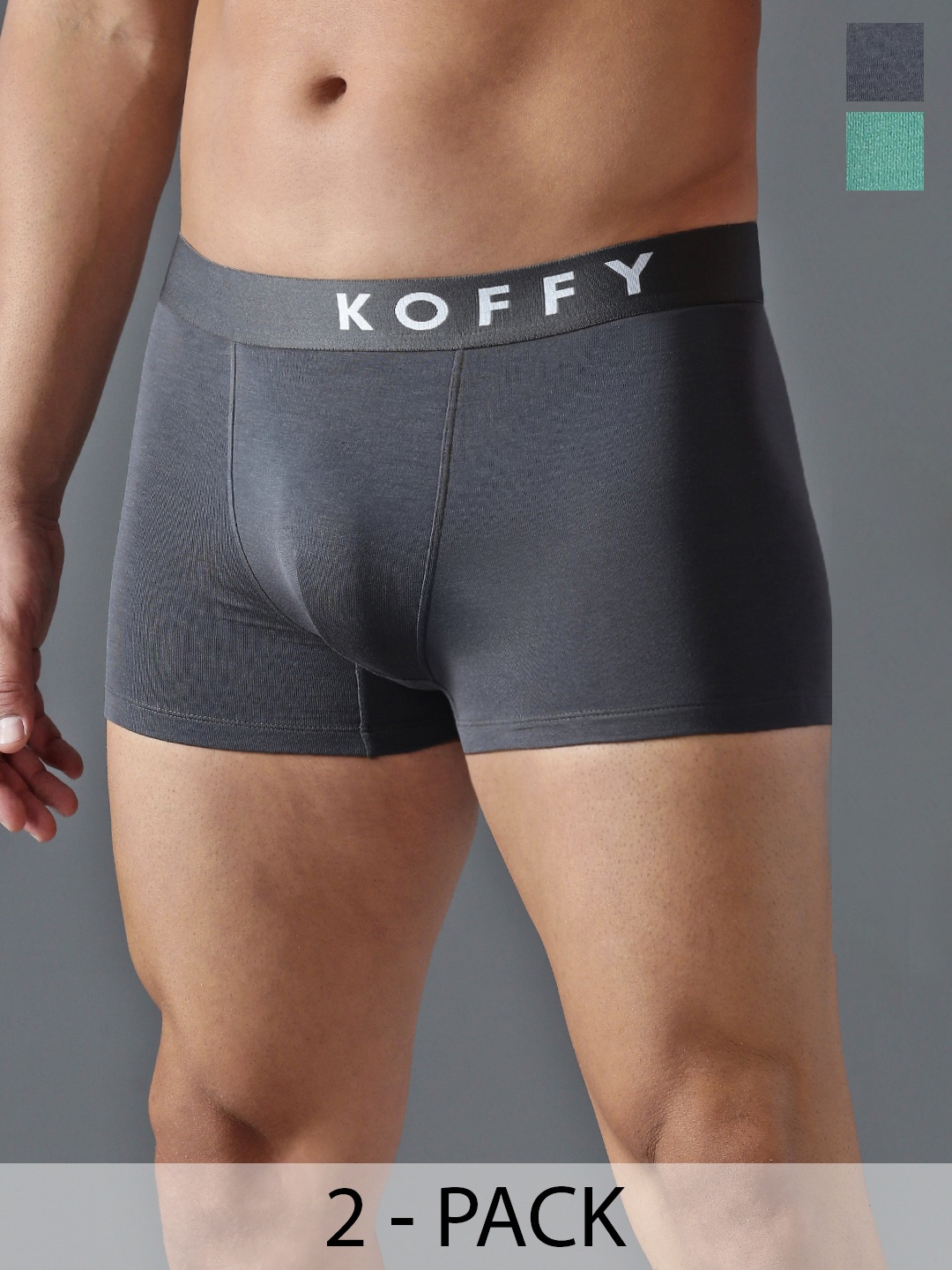 

KOFFY Pack Of 2 Form-Soft Micro Modal Trunks, Green