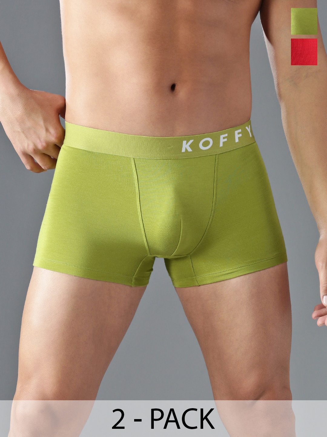 

KOFFY Pack Of 2 Form-Soft Micro Modal Trunks, Red