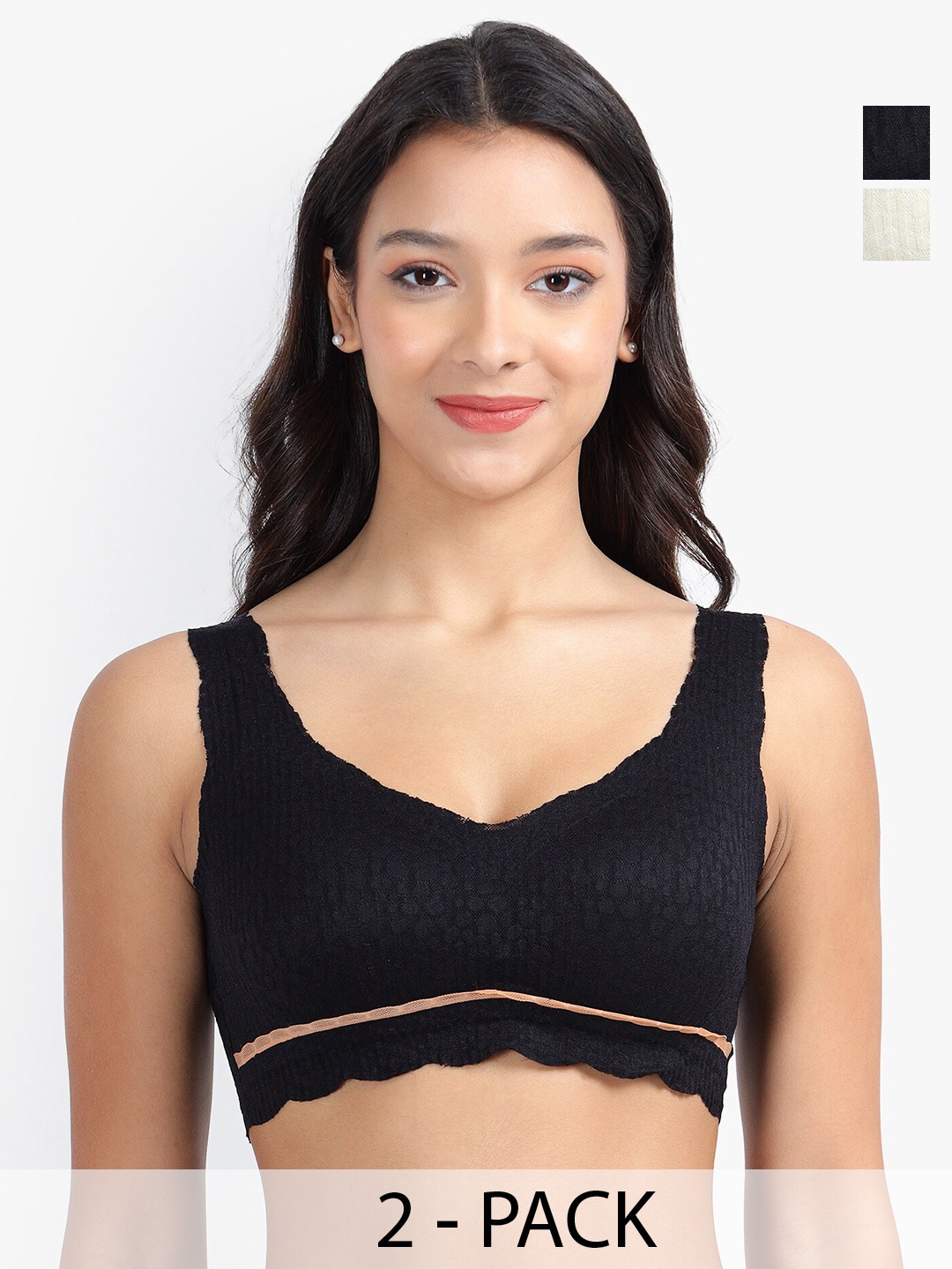 

PARKHA Pack Of 2 Bralette All Day Comfort, Black
