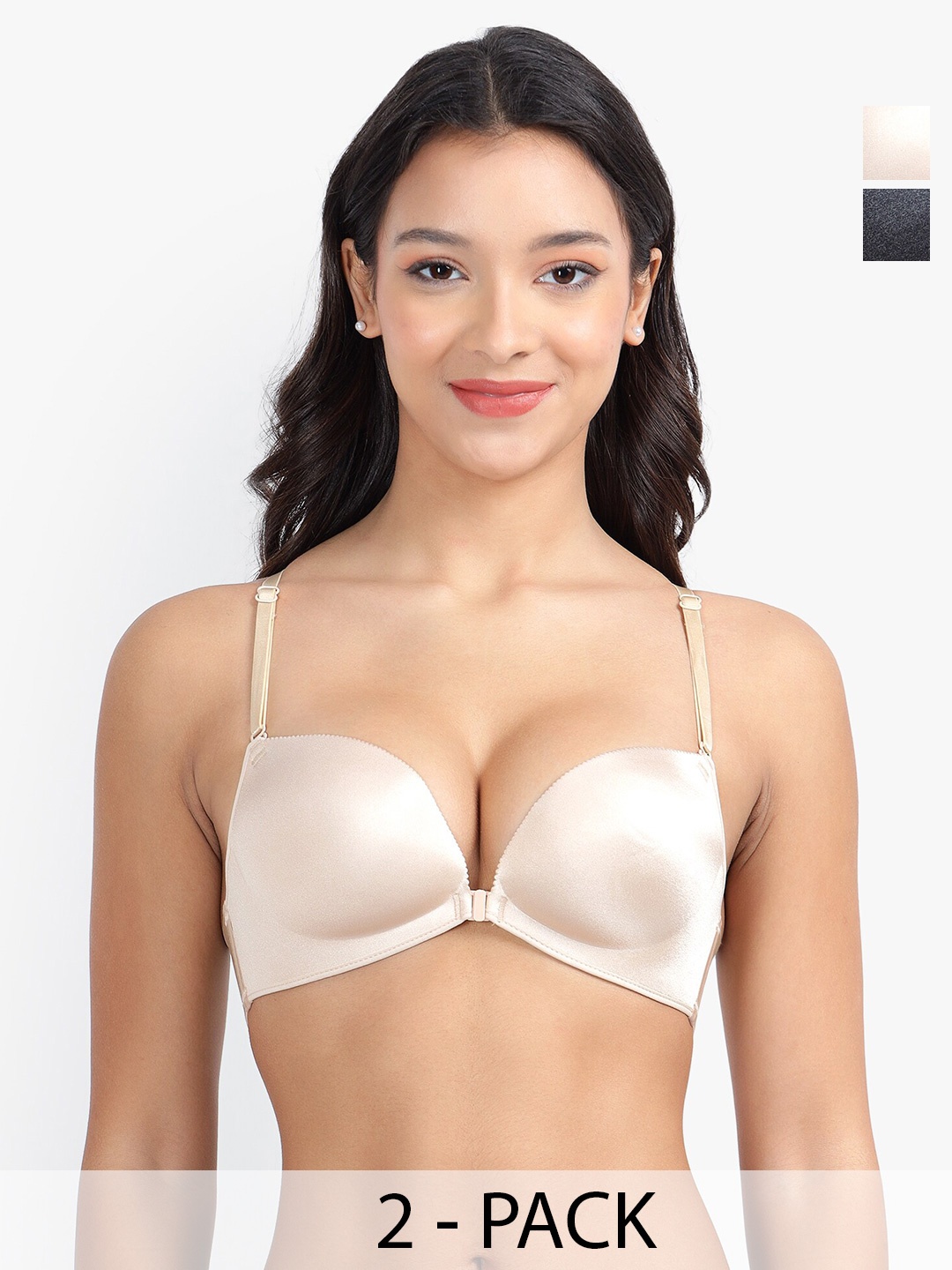

PARKHA Pack Of 2 Plunge Bra All Day Comfort, Beige