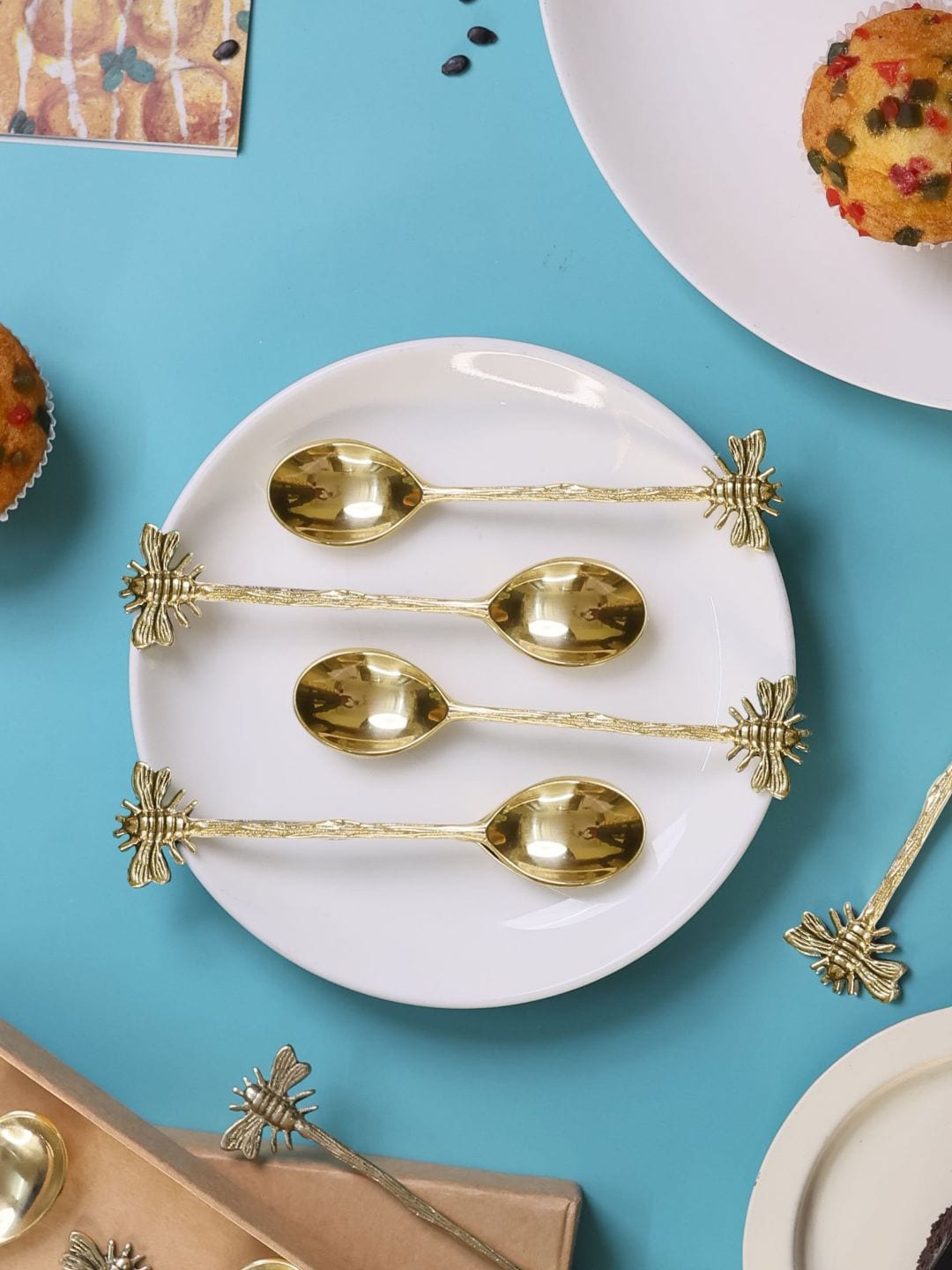Chokhat Gold-toned 6 Pieces Steel Bhavra Dessert Spoons Cutlery