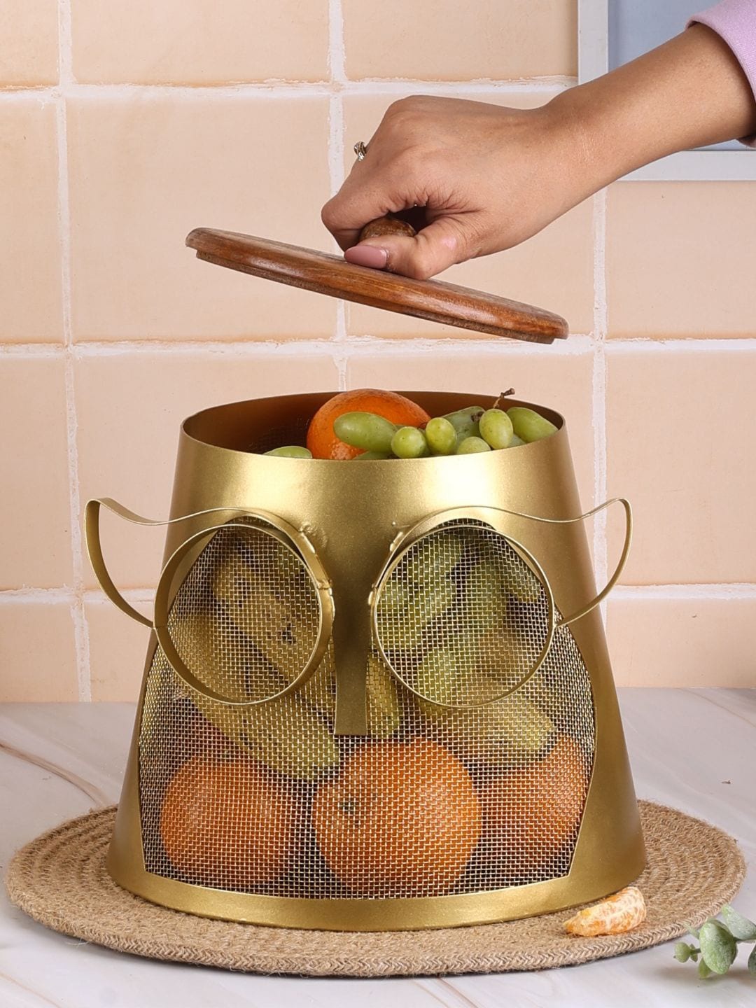Chokhat Gold Toned Fruit & Vegetable Basket