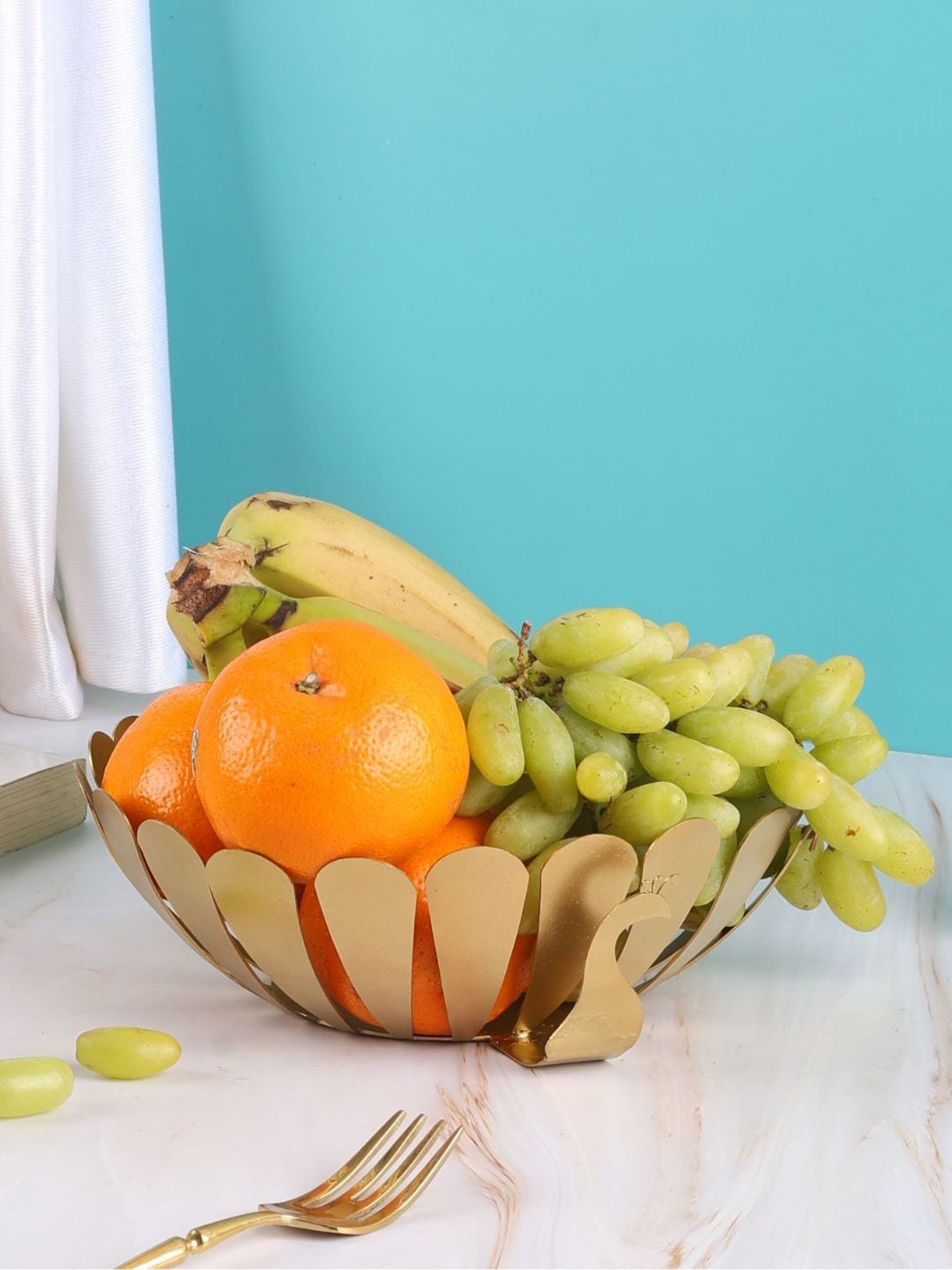 Chokhat Gold-Toned & Transparent Mor-Design Fruit Bowl & Serving Bowl