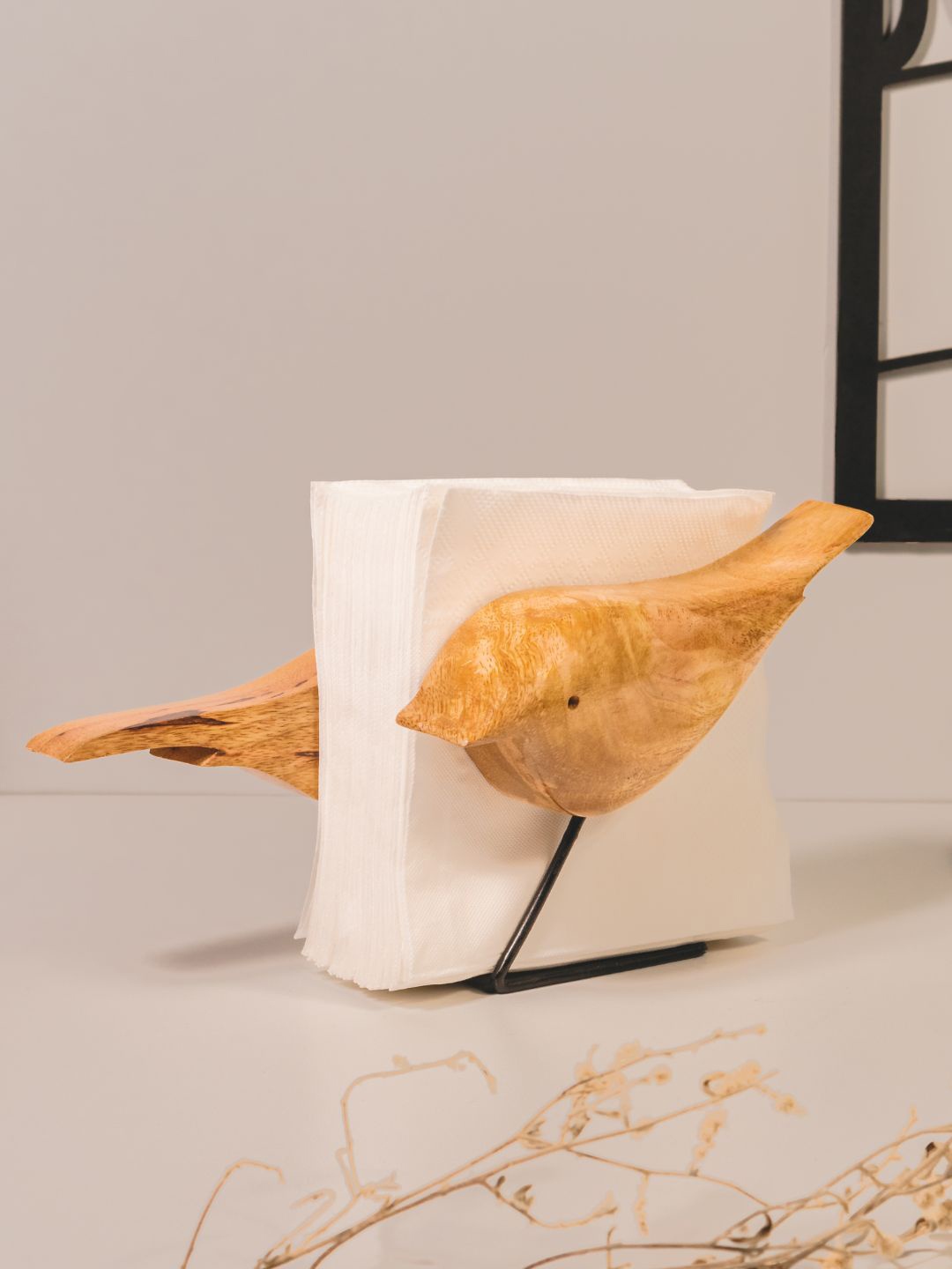 

Chokhat Beige Wooden Bulbul Tissue Holder
