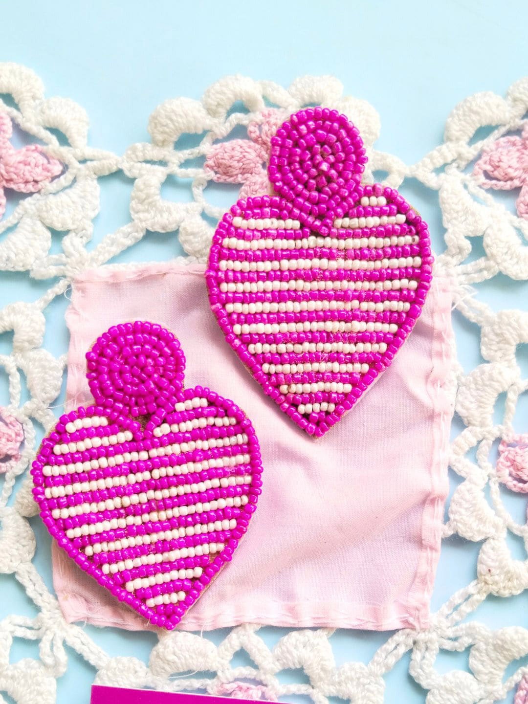 

Anouk Artificial Beads Heart Shaped Drop Earrings, Pink