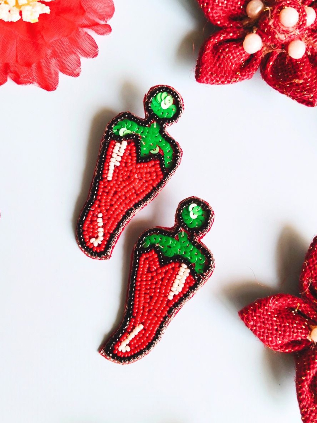 

Anouk Red Beaded Contemporary Drop Earrings