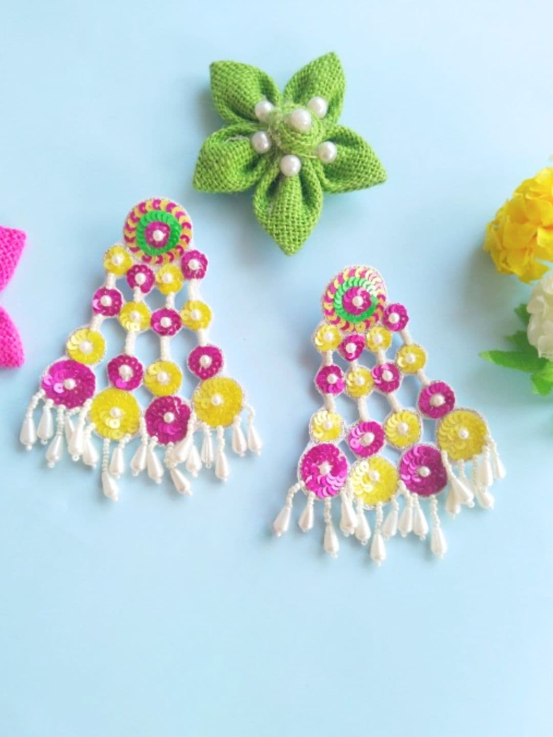

Anouk Yellow Beaded Contemporary Drop Earrings