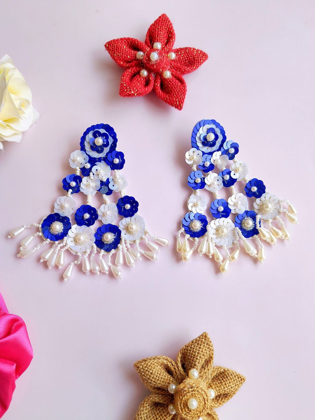 

Anouk Blue Beaded Contemporary Drop Earrings