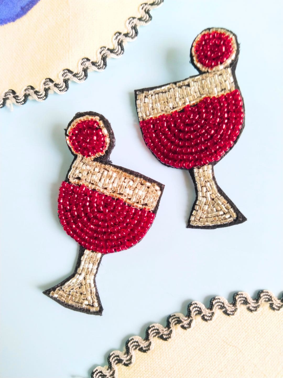 

Sangria Beaded Funky Quirky Earrings, Red