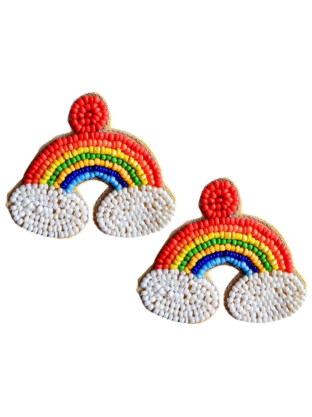 

Sangria Beaded Quirky Rainbow Boho Drop Earrings, Gold