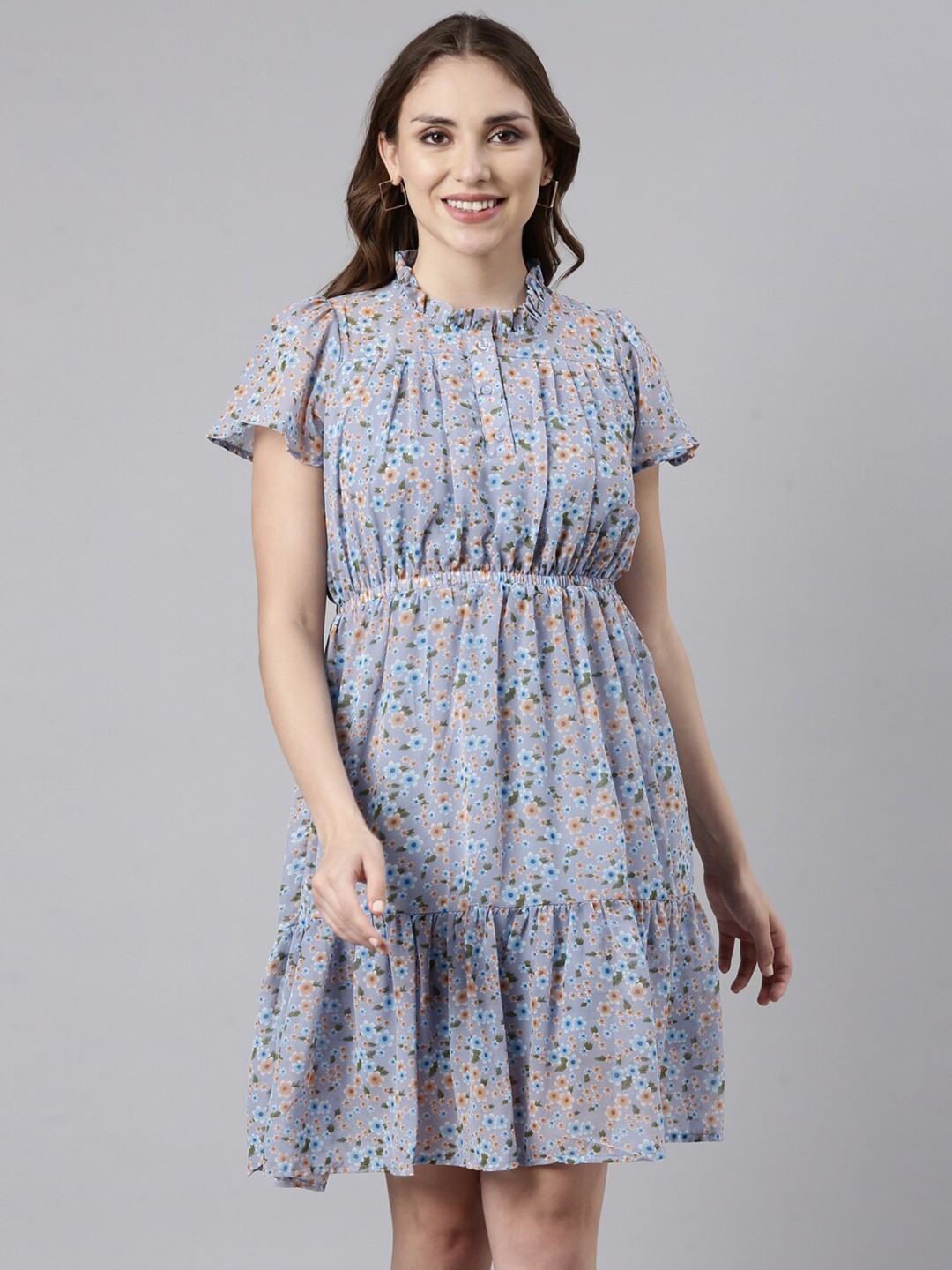 

TWIN BIRDS Women Cap Sleeve Dress, Blue