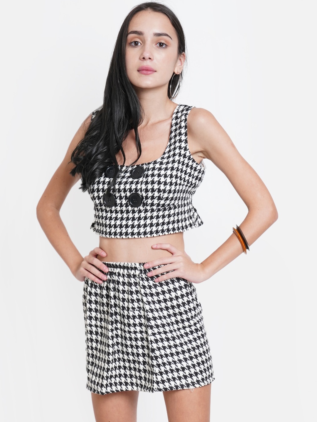 

Purple State Checked Top With Skirt, Black