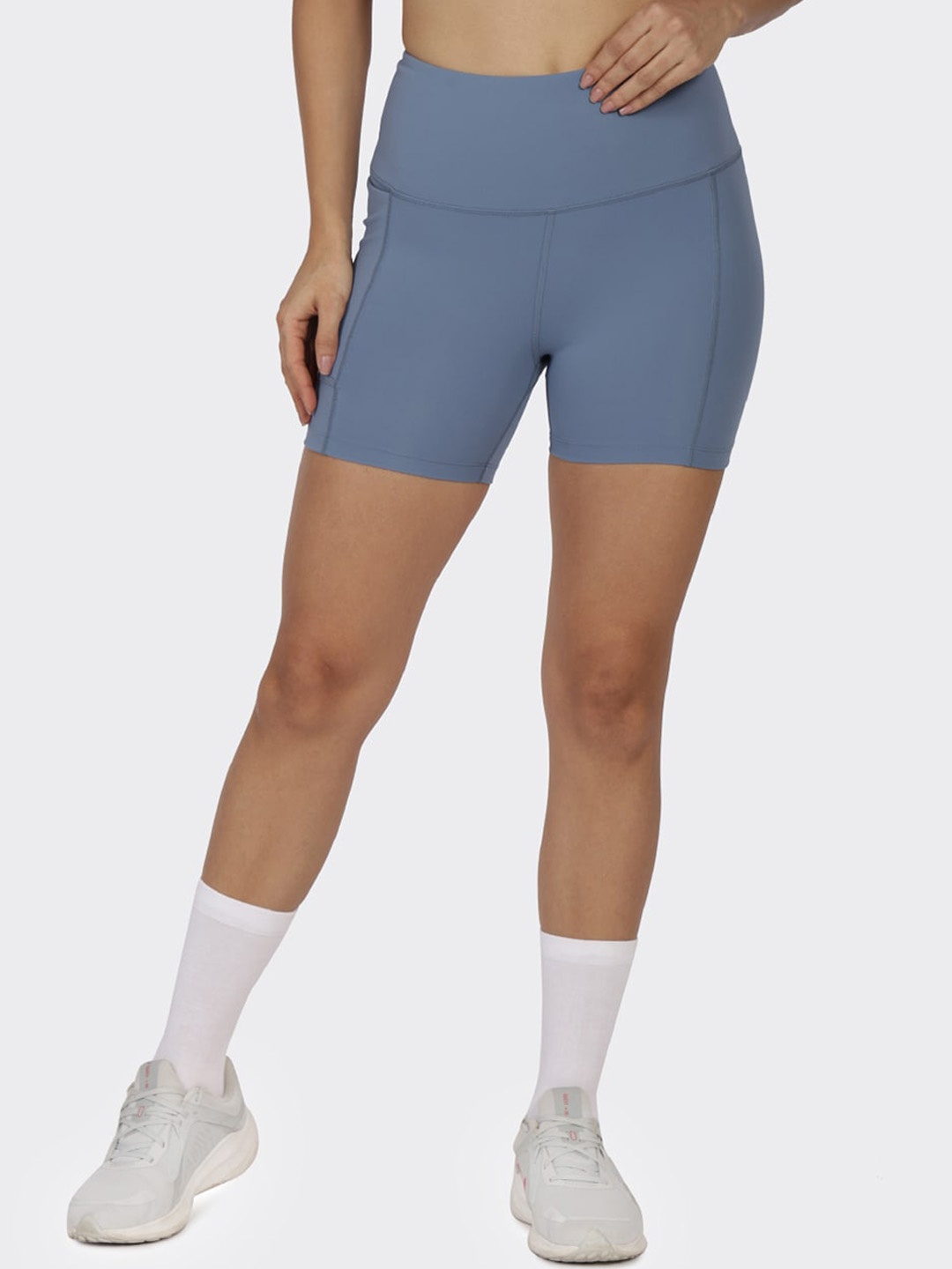 

Blissclub Women Skinny Fit High-Rise Running Shorts, Blue