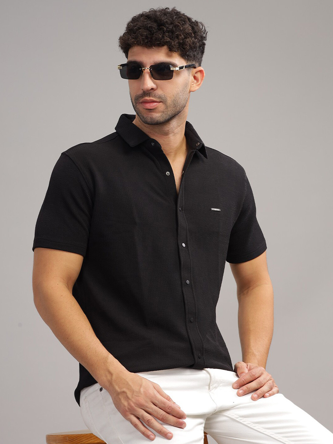 

Parcel Yard Classic Cotton Casual Shirt, Black