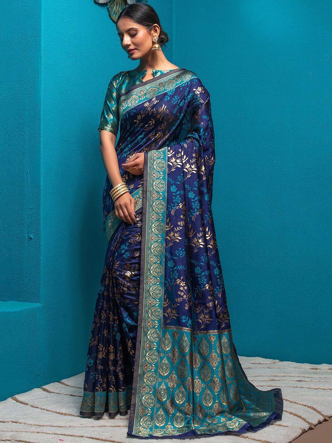 

Lilots Ethnic Motifs Woven Design Banarasi Saree, Blue