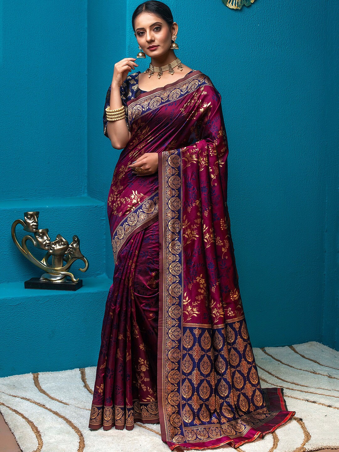 

Lilots Ethnic Motifs Woven Design Banarasi Saree, Magenta