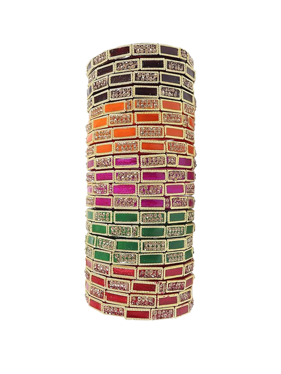 

NMII Set of 20 Stone Studded Bangles, Red