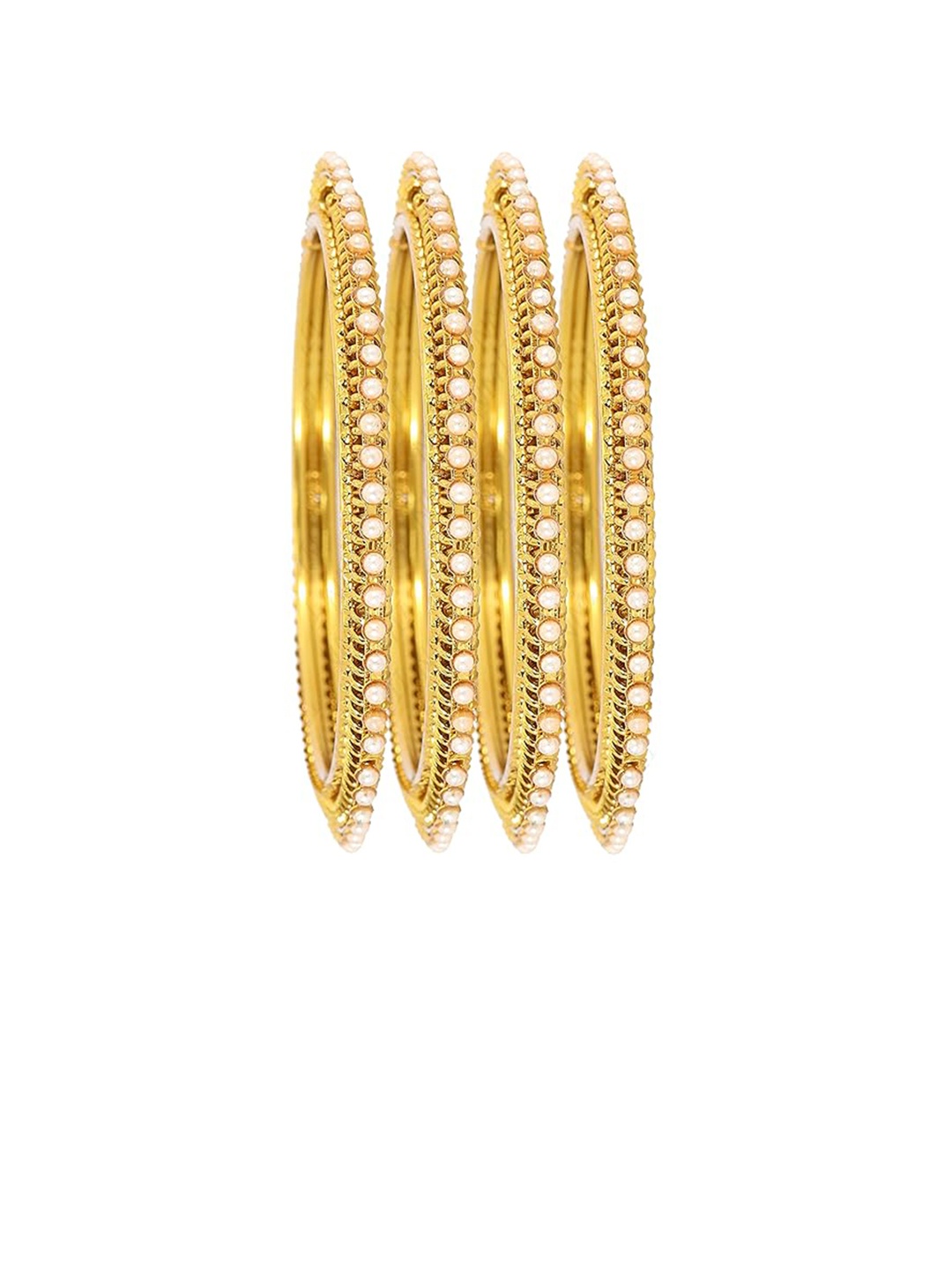 

NMII Set Of 4 Beaded Metal Bangle, Gold