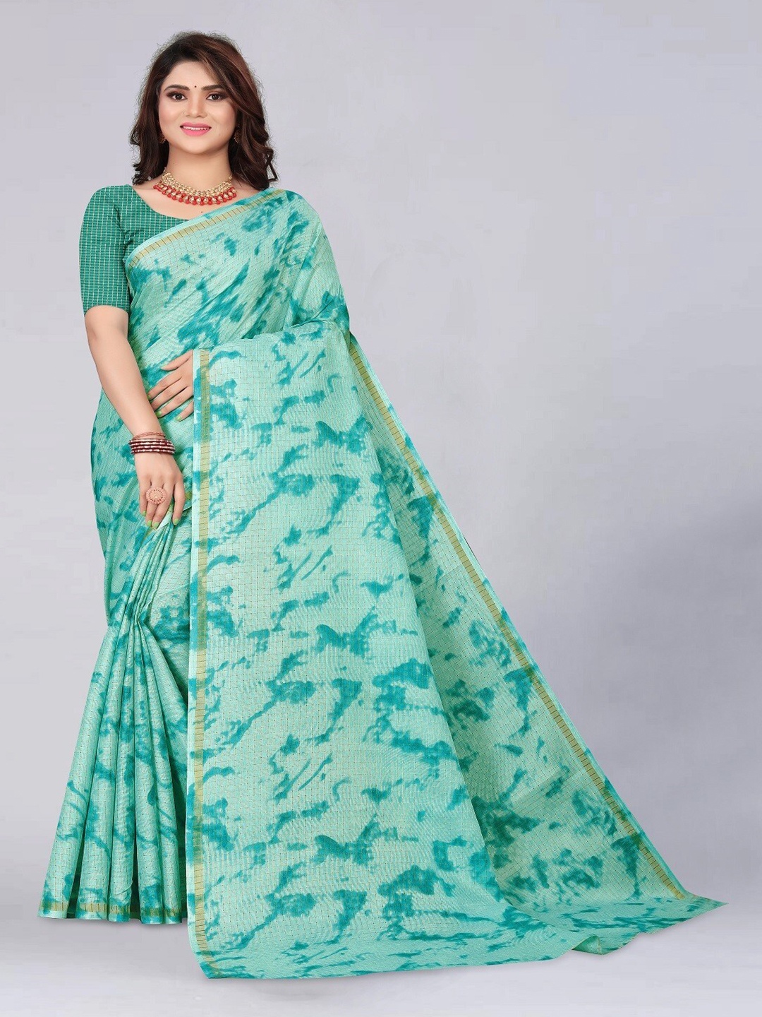 

mimi design Abstract Woven Design Kanjeevaram Saree, Green