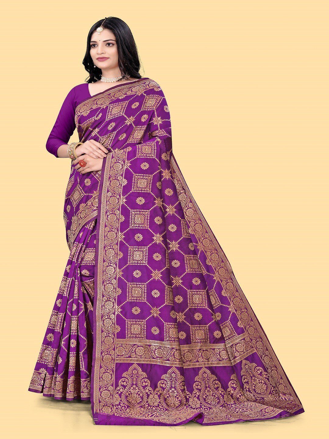 

mimi design Ethnic motifs Woven Design Saree, Purple