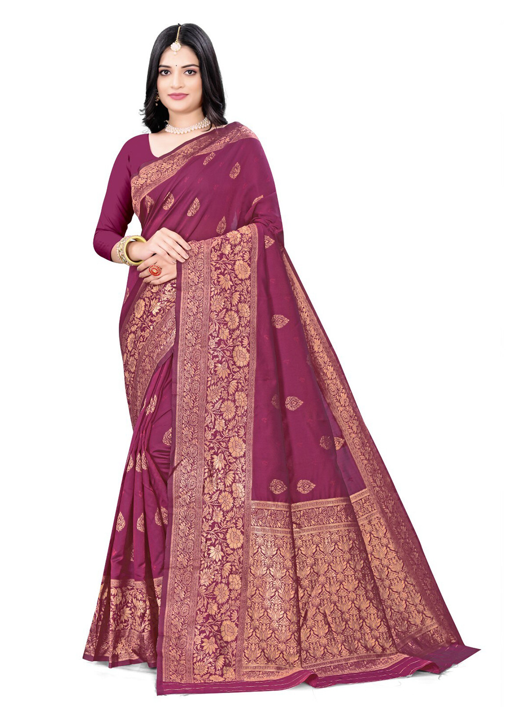 

mimi design Ethnic Motifs Kanjeevaram Saree, Burgundy