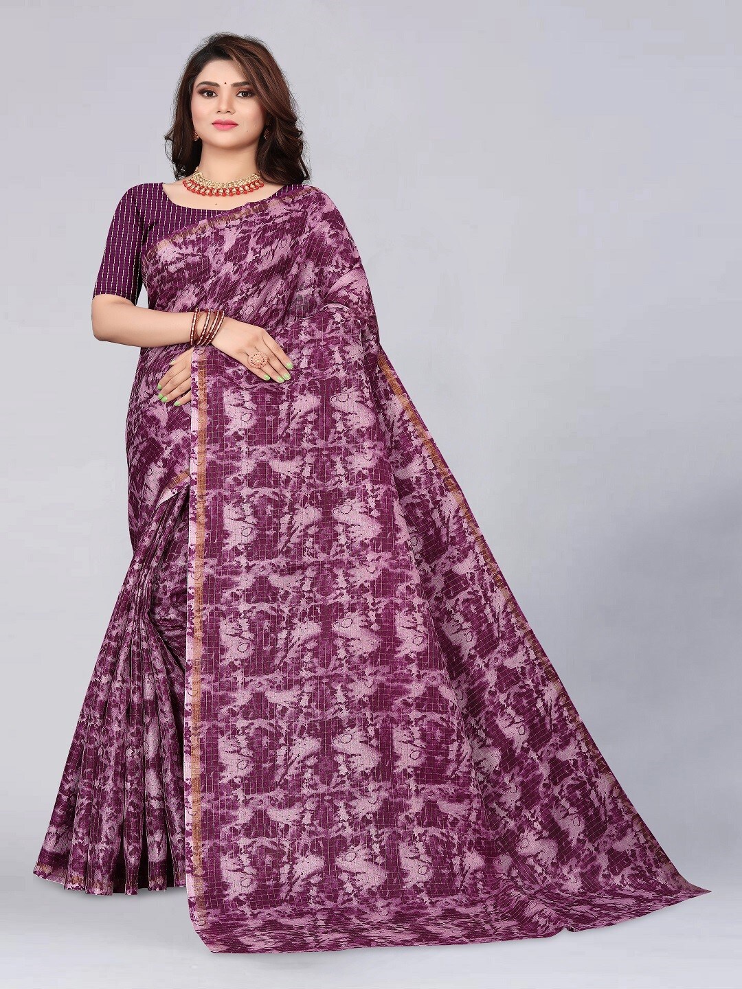 

mimi design Tie and Dyed Saree, Burgundy