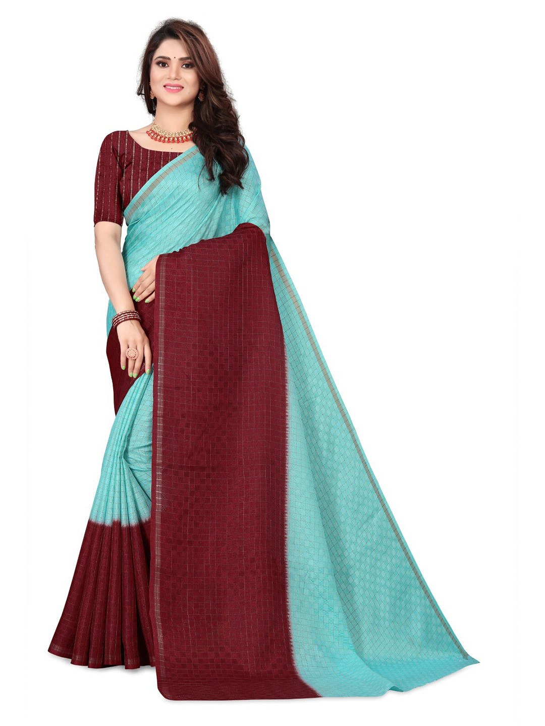 

mimi design Ethnic Woven Design Saree, Maroon