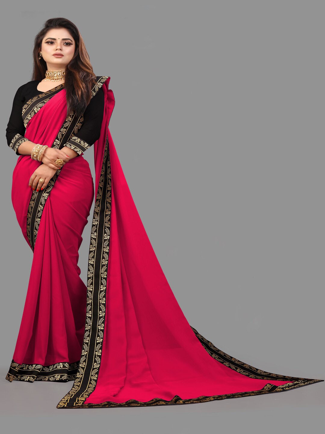 

Sadika Woven Design Zari Ready to Wear Saree, Pink