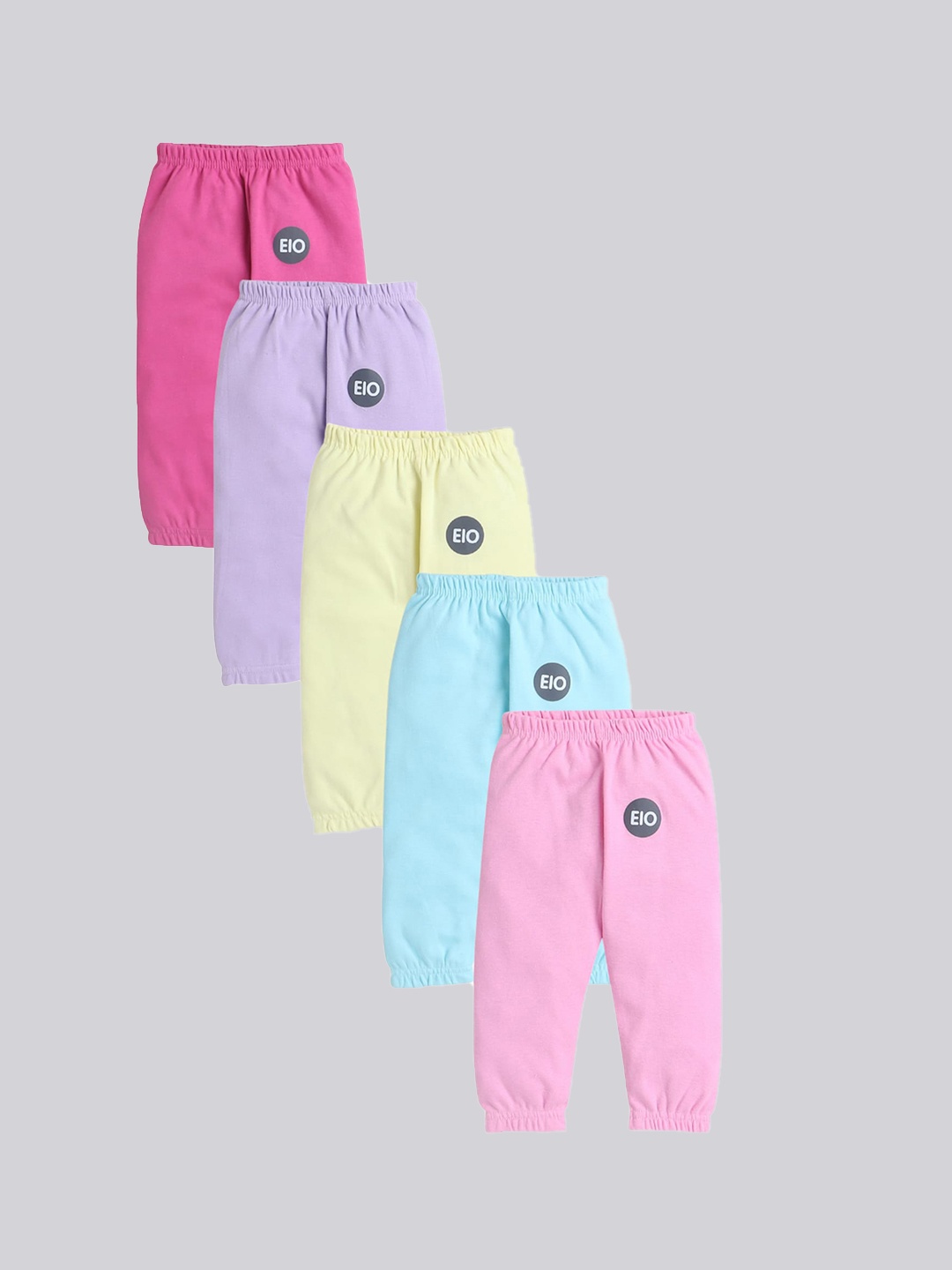 

EIO Infants Kids Pack Of 5 Pure Cotton Joggers, Pink