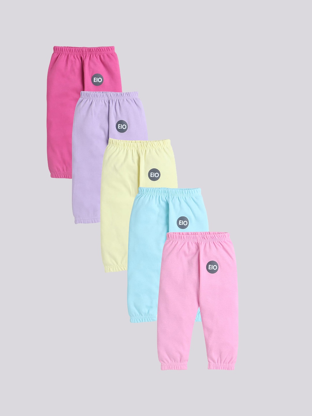 

EIO Infants Kids Pack Of 5 Pure Cotton Joggers, Yellow