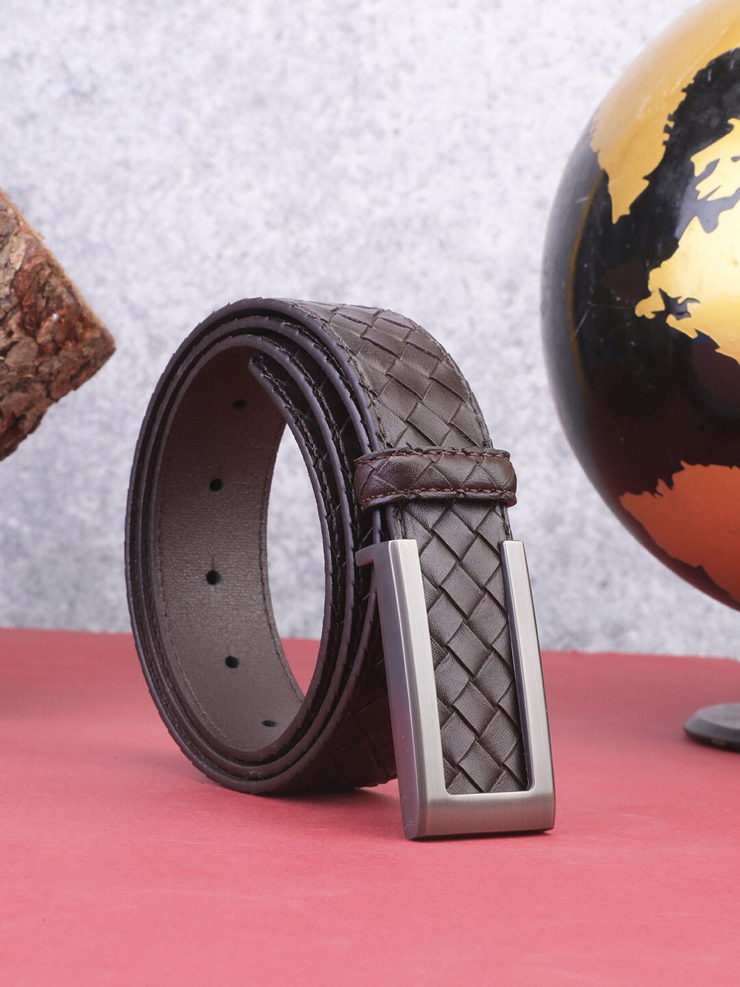 

BuckleUp Men Textured Belt, Brown