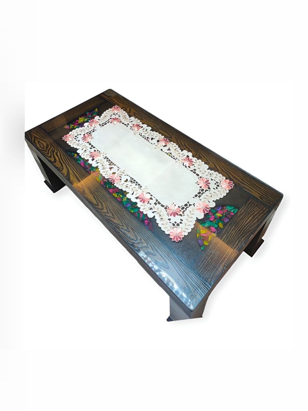 

MONKDECOR White Embroidered Table Runners