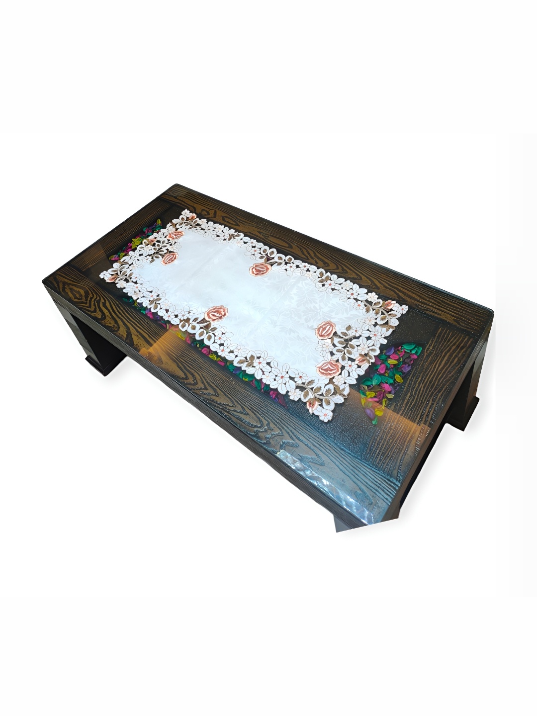 

MONKDECOR White Embroidered Table Runners