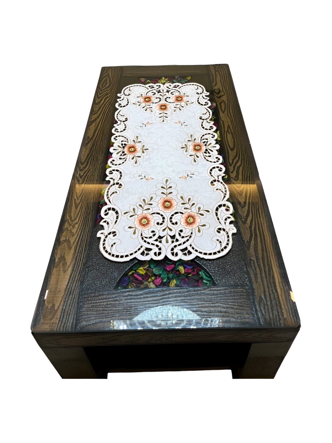 

MONKDECOR White Embroidered Table Runners