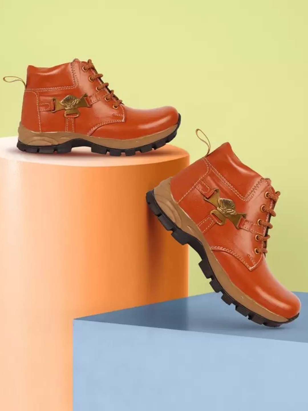 

BAESD Boys Lace-Up Regular Boots, Tan