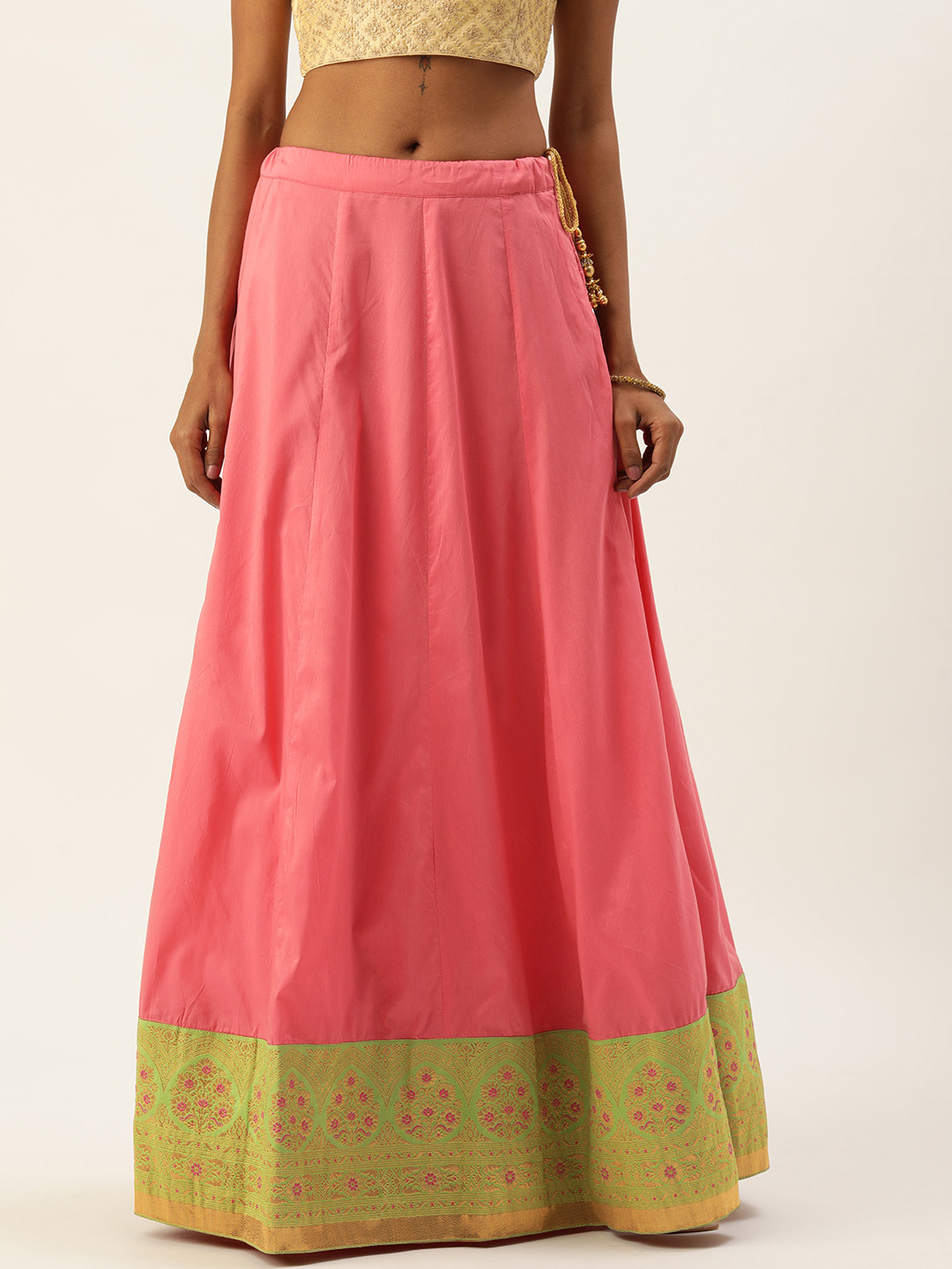 

Ethnovog Self Design Flared Maxi Ethnic Skirt, Pink