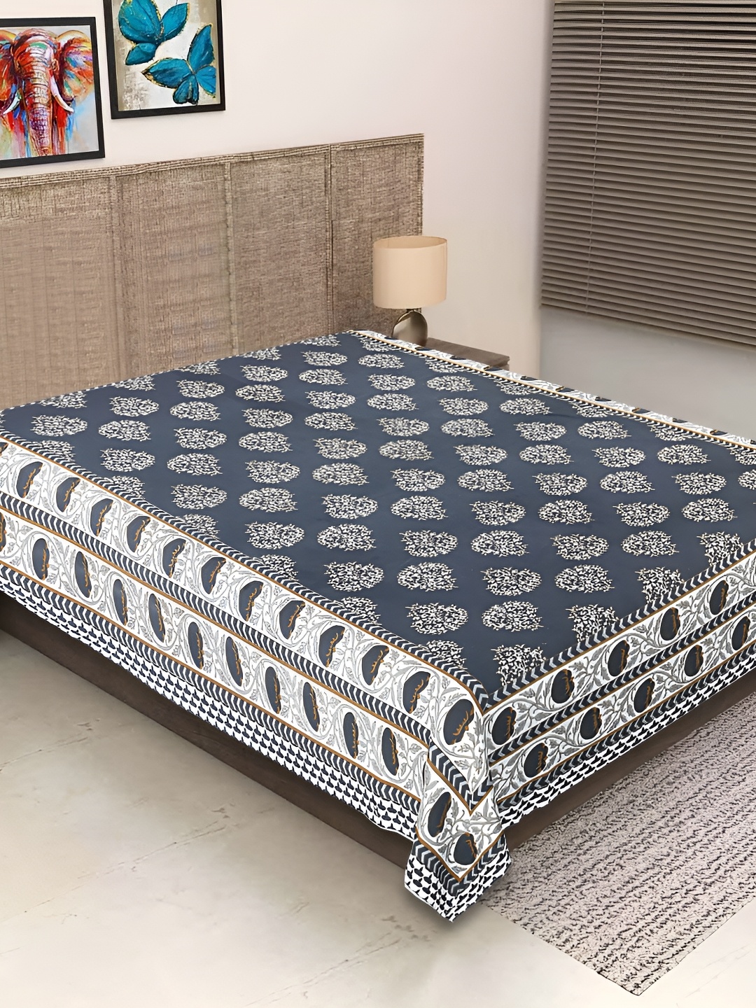 

Texstylers Grey Floral Cotton 260 TC Single Bedsheet with Pillow Covers
