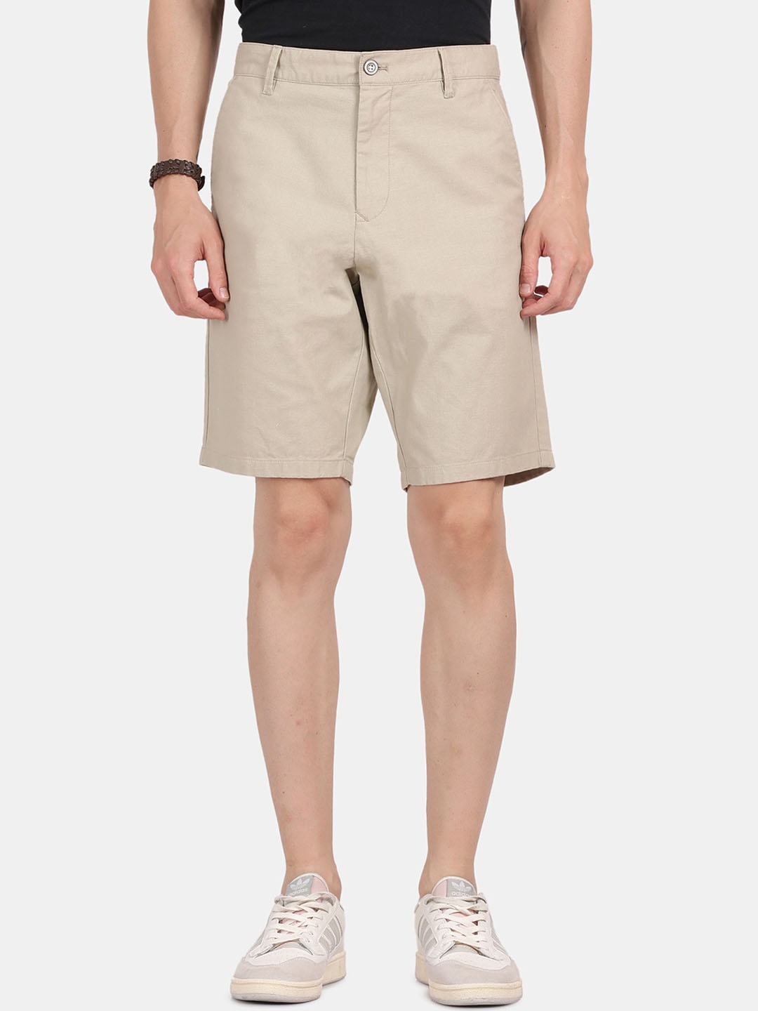 

t-base Men Mid-Rise Pure Cotton Shorts, Grey