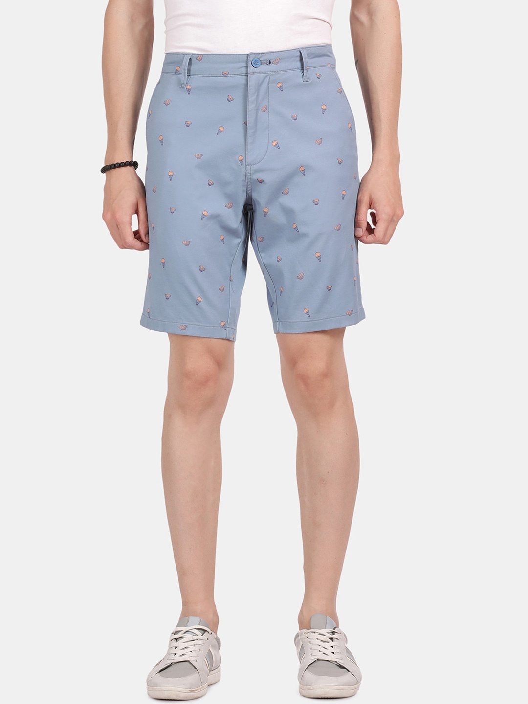 

t-base Men Conversational Printed Shorts, Blue