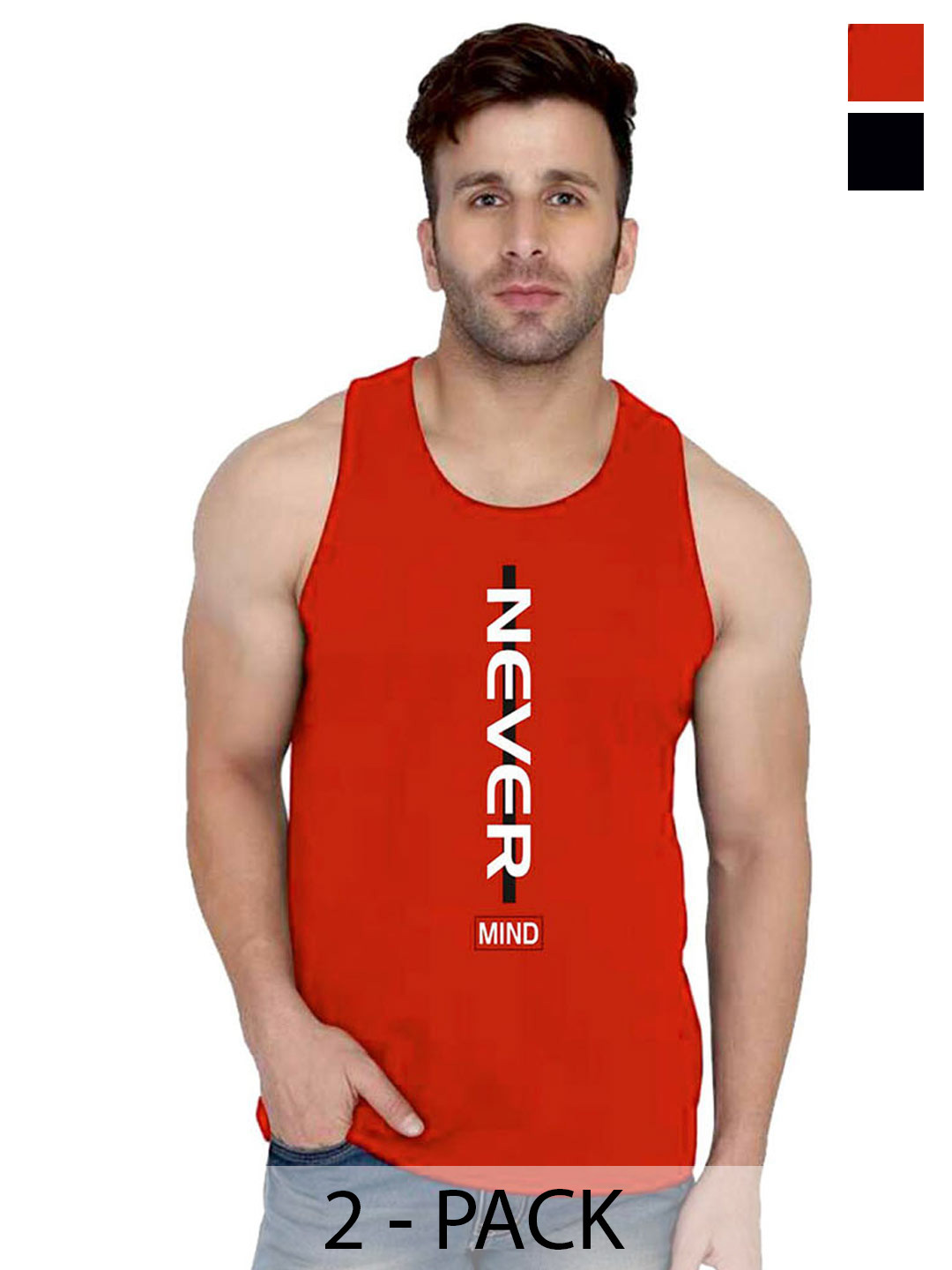 

SLOWLORIS Pack Of 2 Printed Bio-Wash Gym Vest, Black