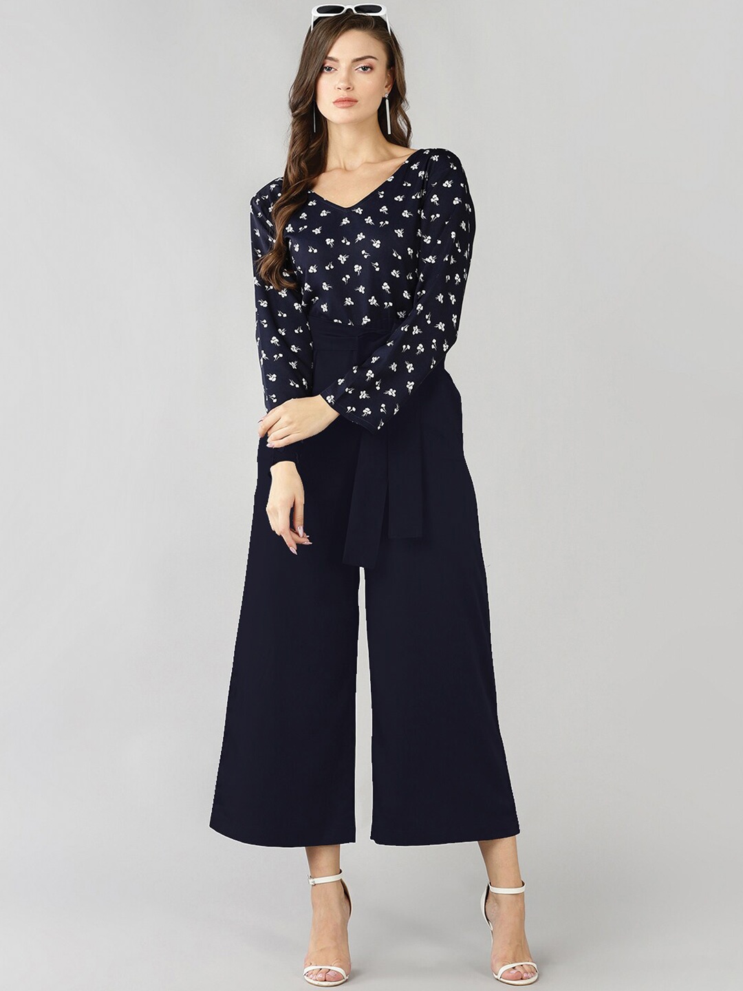 

Fashfun Floral Printed Basic Jumpsuit, Blue